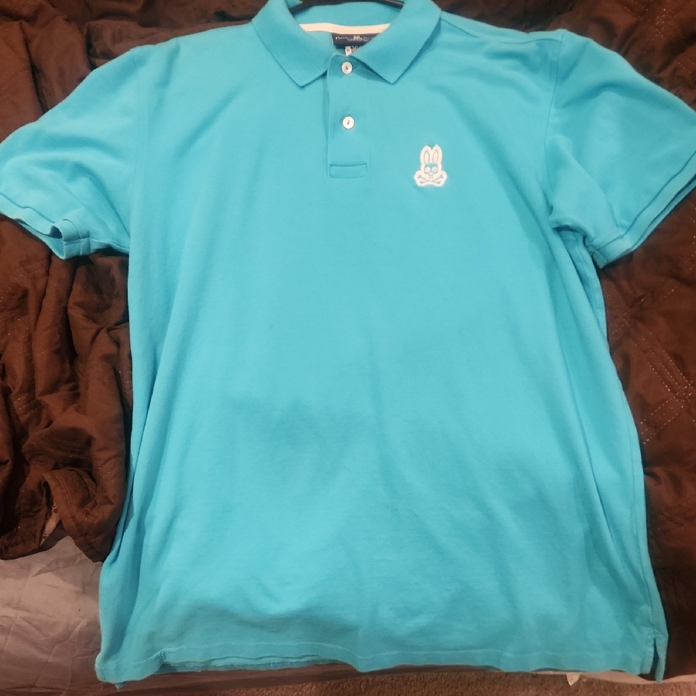 Psycho Bunny Teal Blue Shirt, Sz 8, 100% Pima Cotton